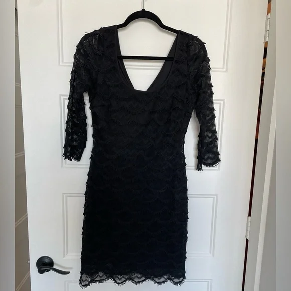 Guess Black Lace Mini-Midi Cocktail Dress, S, EUC - Picture 5 of 12
